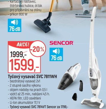 Tyčový vysavač SVC 7811WH Sencor