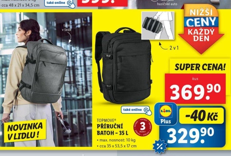 TOPMOVE PŘÍRUČNÍ BATOH - 35 L