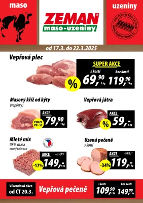 akční leták ZEMAN maso - uzeniny 17.3.2025-22.3.2025