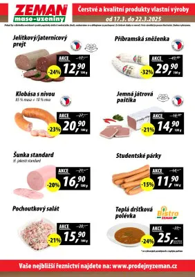 akční leták ZEMAN maso - uzeniny 17.3.2025-22.3.2025