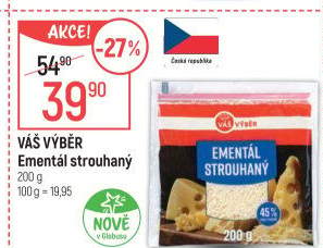 Sýr Ementál strouhaný Váš Výběr