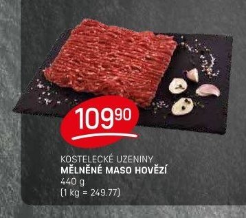 KOSTELECKÉ UZENINY MĚLNĚNÉ MASO HOVĚZÍ