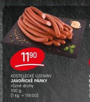 Párky javořické Kostelecké uzeniny