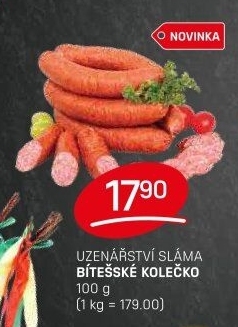 Salám Bítešský točený kolečko Sláma