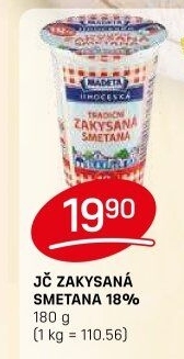 Smetana zakysaná Jihočeská Madeta 18%