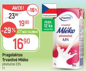 Mléko trvanlivé Pragolaktos - 3,5% plnotučné