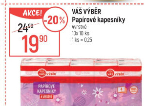 Papírové kapesníčky 4vrstvé Váš Výběr