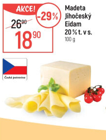 Sýr Eidam Jihočeský 20% Madeta