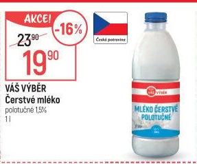 Mléko čerstvé Váš Výběr- 1,5% polotučné