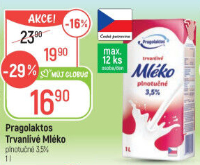 Mléko trvanlivé Pragolaktos - 3,5% plnotučné