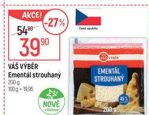 Sýr Ementál strouhaný Váš Výběr