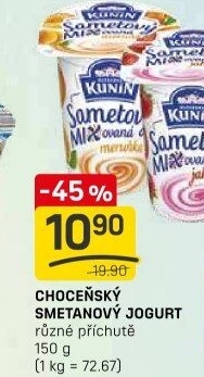 Ochucený jogurt sametový Mlékárna Kunín