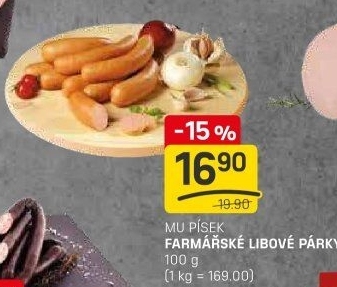 Párky farmářské libové Maso uzeniny Písek