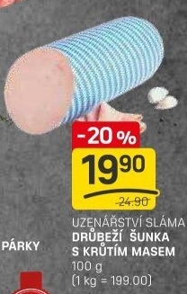 Šunka drůbeží s krůtím masem Sláma