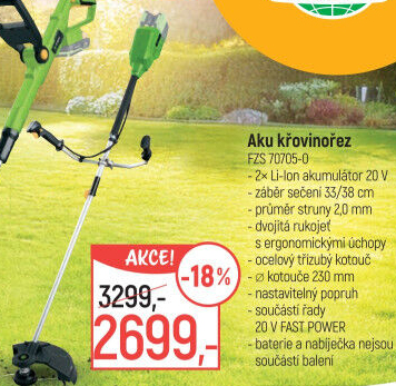 Aku křovinořez Fieldmann FZS 70705