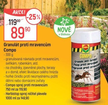 Přípravek proti mravencům granulát Compo