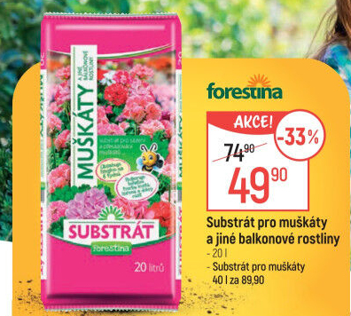 Substrát pro muškáty / pelargonie a jiné balkonové rostliny Forestina