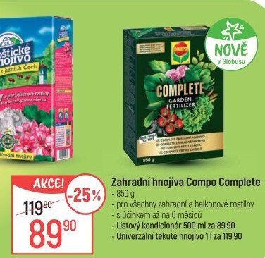 Hnojivo pro zahradní balkonové rostliny Complete Compo