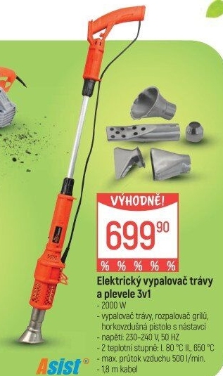 Vypalovač plevele elektrický Asist Smart Garden 3v1