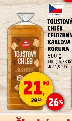 TOUSTOVÝ CHLÉB CELOZRNNÝ KARLOVA KORUNA