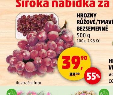 HROZNY RŮŽOVÉ/TMAVÉ BEZSEMENNÉ