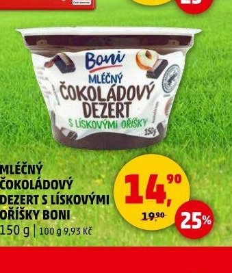 MLÉČNÝ ČOKOLÁDOVÝ DEZERT S LÍSKOVÝMI OŘÍŠKY BONI
