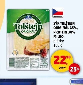 Sýr Tolštejn originál 45%, Protein 30% Milko plátky