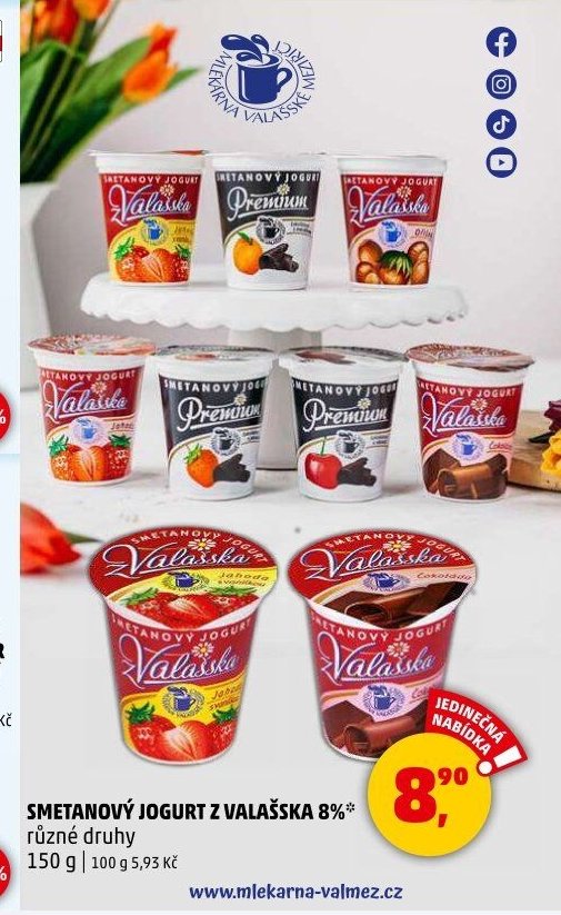Smetanový jogurt z Valašska 8% různé druhy