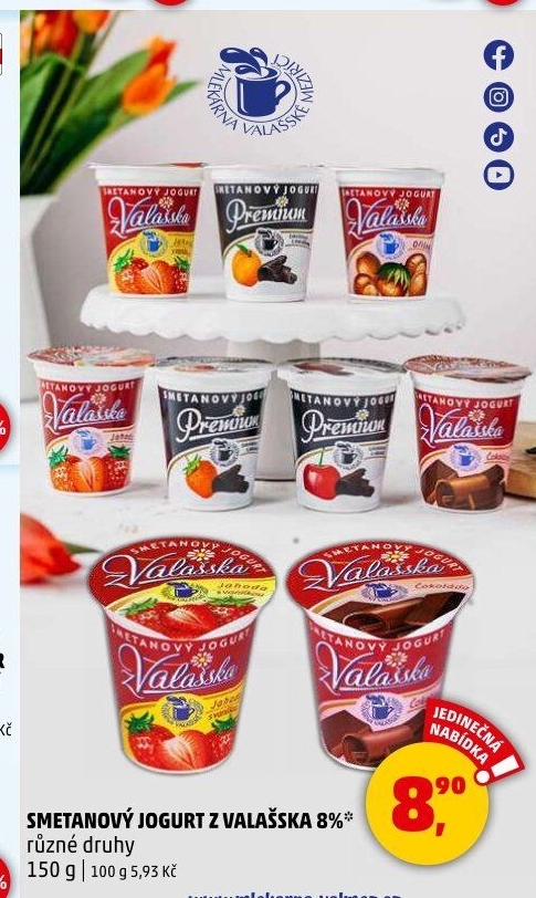 Jogurt smetanový ochucený z Valašska Mlékárna Valašské Meziříčí