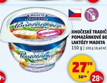 Tradiční pomazánkové bez laktózy Jihočeské Madeta
