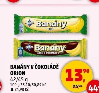 Tyčinka Banány v čokoládě Orion