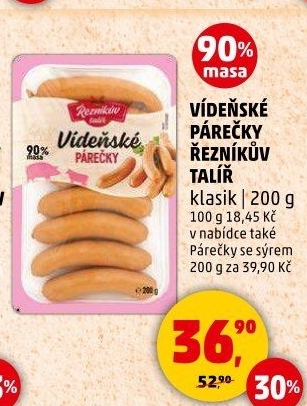 Vídeňské párečky Řezníkův talíř