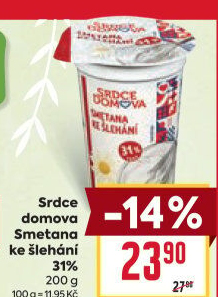 Smetana ke šlehání 31% Srdce domova