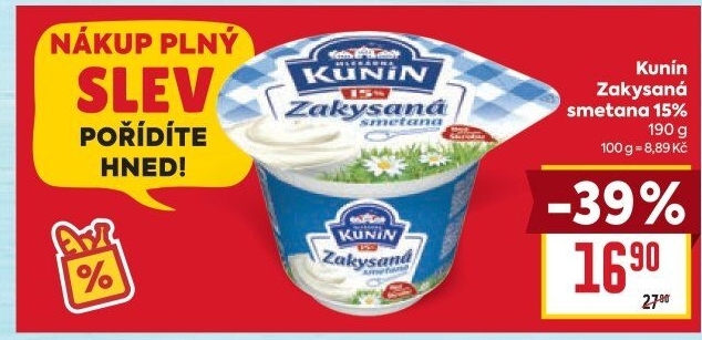 Zakysaná smetana Mlékárna Kunín 15%