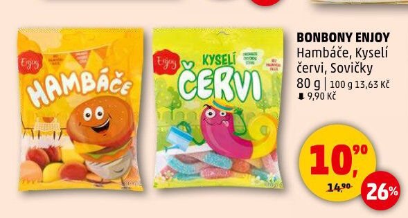BONBONY ENJOY Hambáče, Kyselí červi, Sovičky