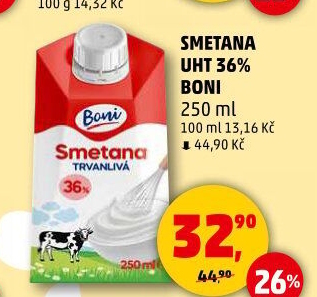 Smetana ke šlehání Boni 36%
