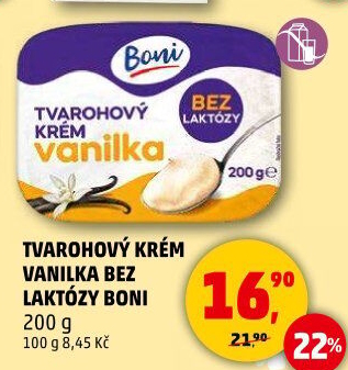 Tvarohový krém ochucený bez laktózy Boni