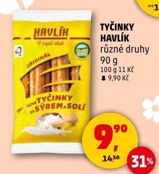 Tyčinky trvanlivé se sýrem a solí Havlík