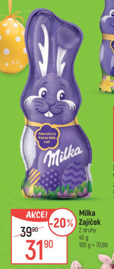 Čokoládový zajíc Milka
