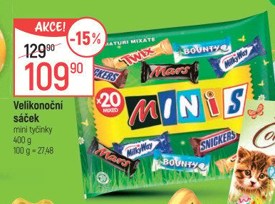 Tyčinky čokoládové Mix Minis Mars