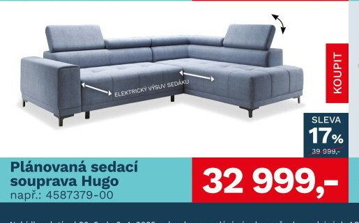 Plánovaná sedací souprava Hugo