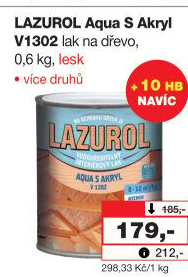 Lak na dřevo Aqua s akryl Lesk Lazurol