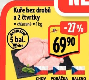 Kuře + 2 kuřecí čtvrtky