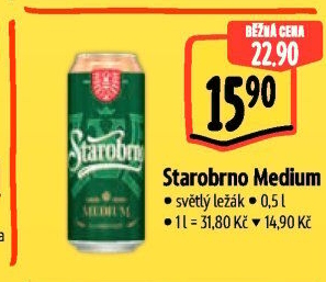 Pivo světlý ležák 11° Medium Starobrno