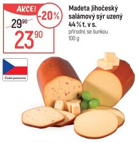 Sýr uzený salámový 44% Jihočeský Madeta