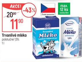 Mléko trvanlivé Pragolaktos- 1,5% polotučné