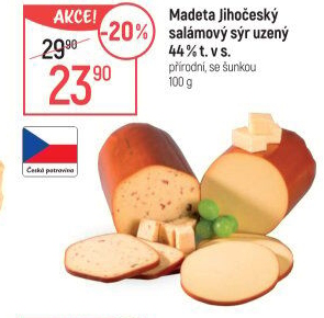 Sýr uzený salámový 44% Jihočeský Madeta
