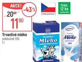 Mléko trvanlivé Pragolaktos- 1,5% polotučné