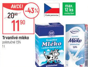 Mléko trvanlivé Bohemilk - 1,5% polotučné
