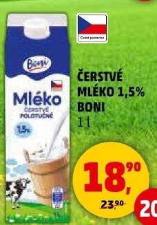 Mléko čerstvé Boni - 1,5% polotučné